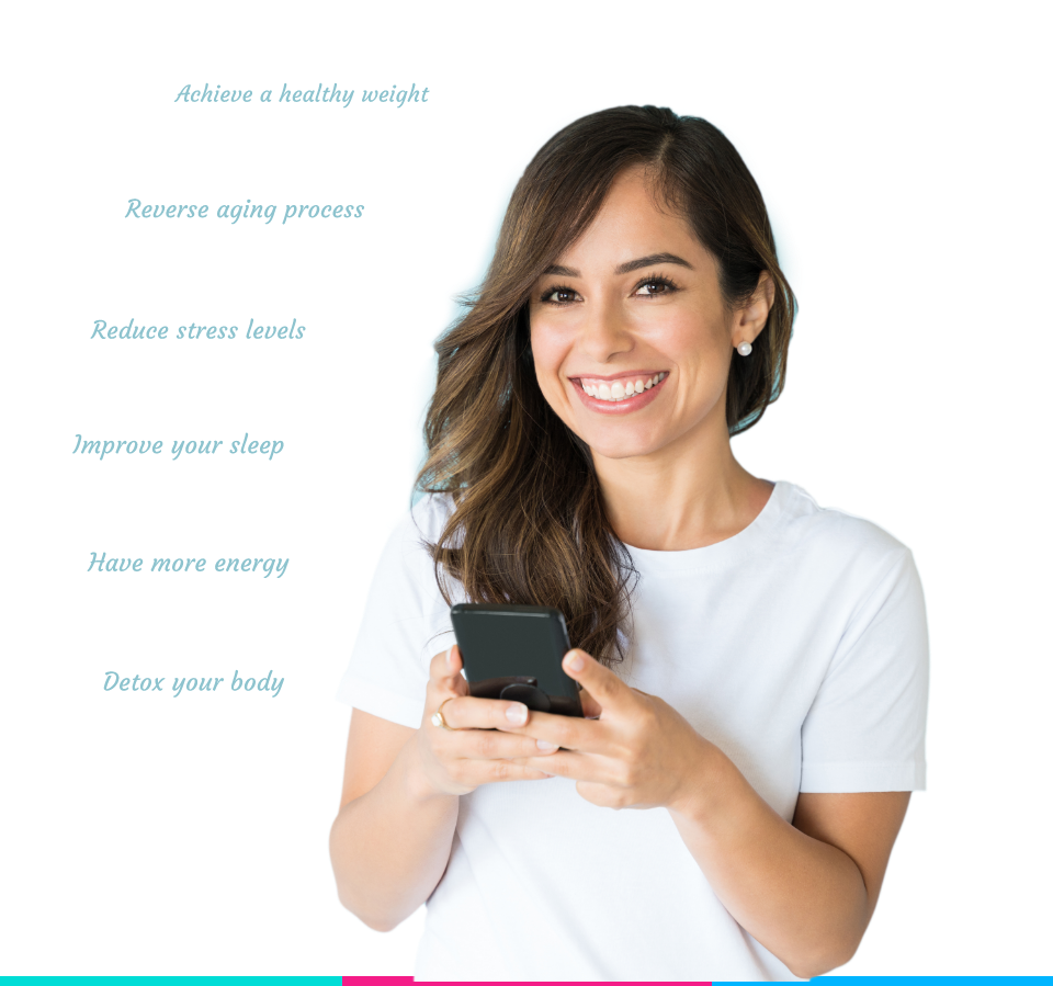 wellness banner girl phone mobile