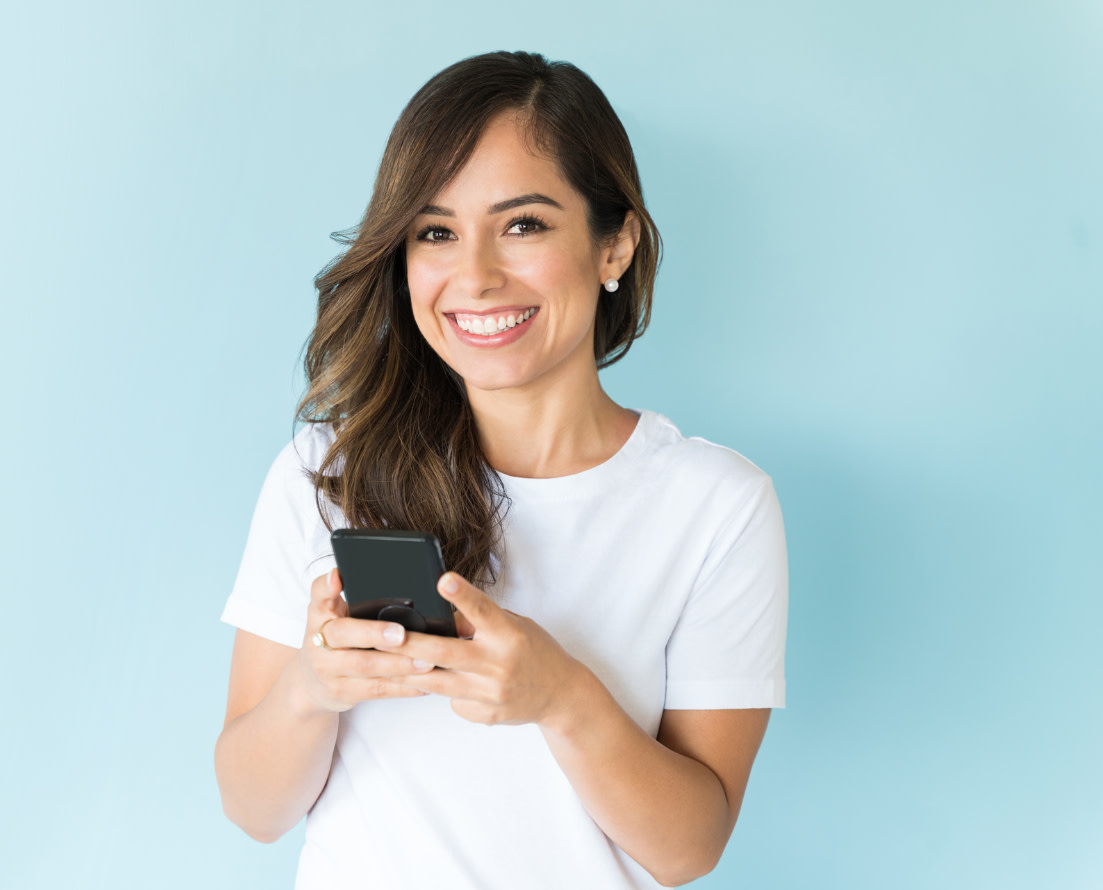 wellness banner girl phone mobile
