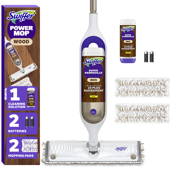 Swiffer® PowerMop Wood Mop Kit for Floor Cleaning, Lemon Scent