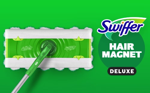 Swiffer Hair Magnet Deluxe cleaning tool featuring a green design and effective dust and hair capturing technology