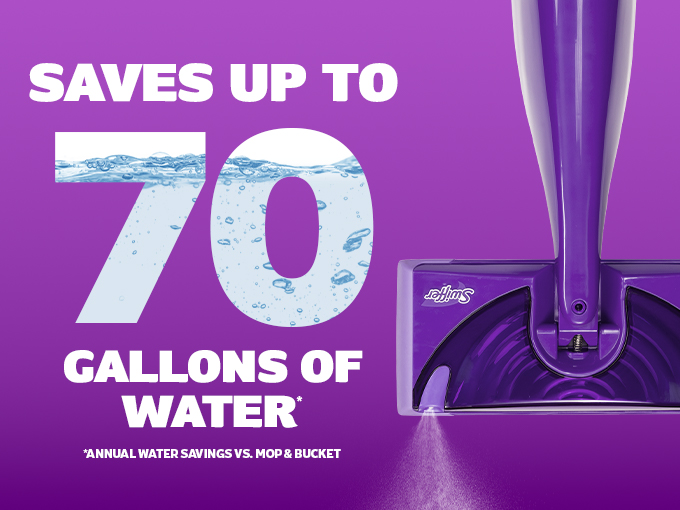 Saves up to 70 gallons of water (annual water savings vs. mop & bucket