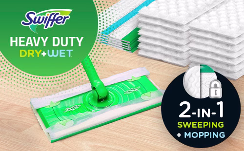 Swiffer Dry and Wet Starting Kit - 2-in-1 Sweeping + Mopping; Quick And Easy Clean Up Combination