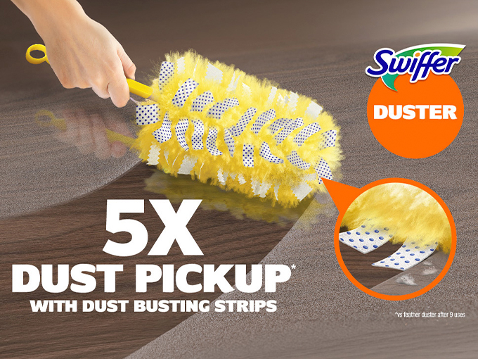 5x Dust Pickup: Coated fluffy fibers trap dirt and lock it away; Dust busting strips break down dust