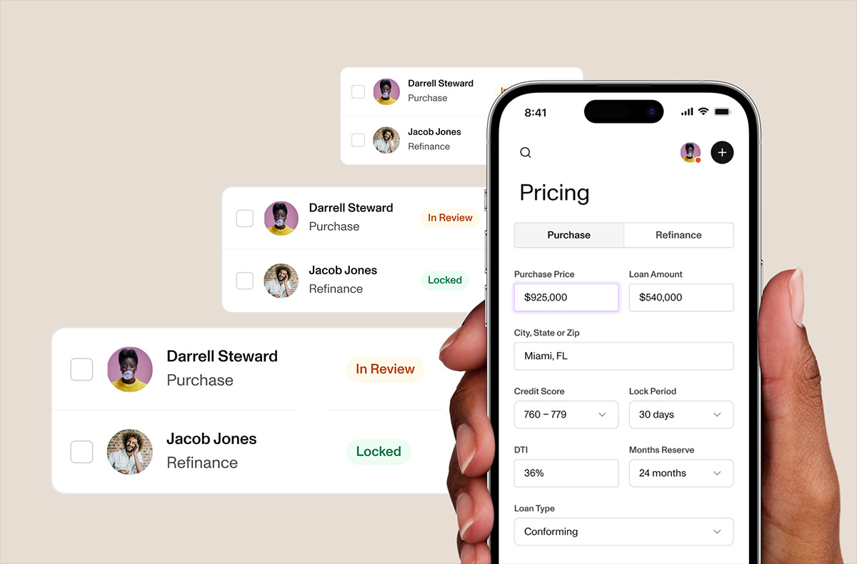 A mobile device showing how pricing is determined through the LOS platform