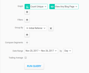 Heap query showing daily unique users that view a blog post.