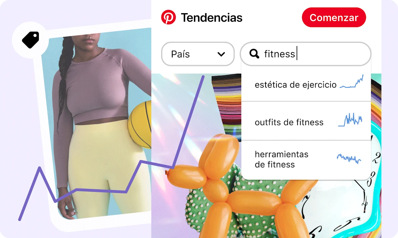 Herramienta Pinterest Trends y Pin de una mujer con ropa deportiva.