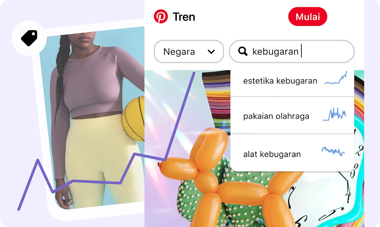 Alat tren Pinterest dan pin wanita berpakaian olahraga