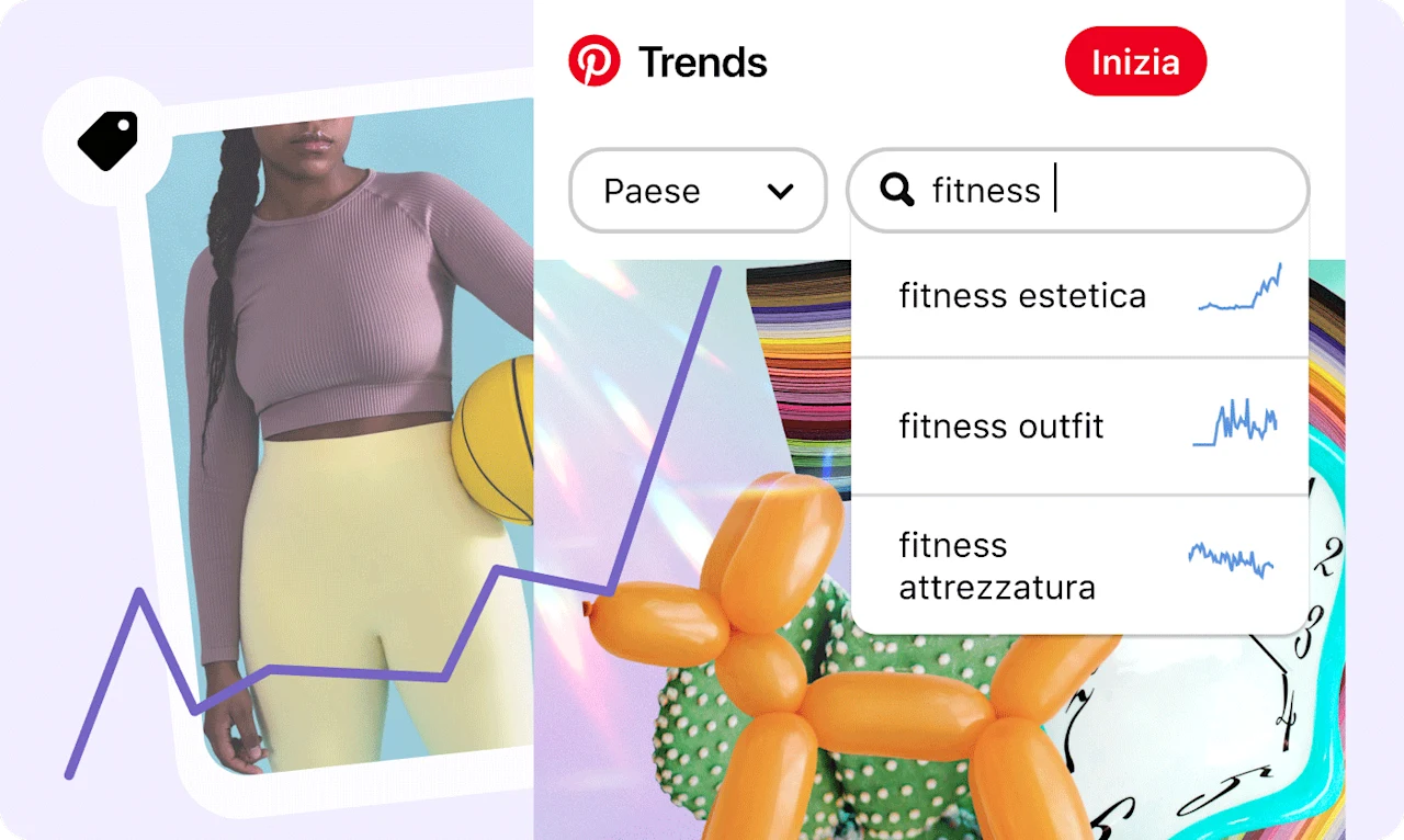 Strumento Pinterest Trends e Pin di una donna in tenuta da fitness