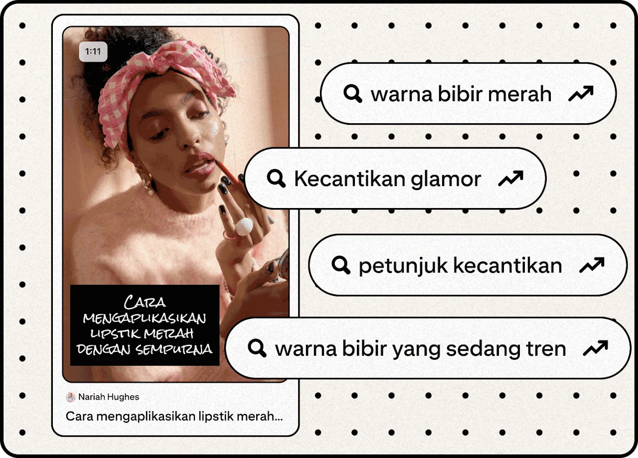 Gambar ilustrasi pin kecantikan dan istilah pencarian yang sedang tren