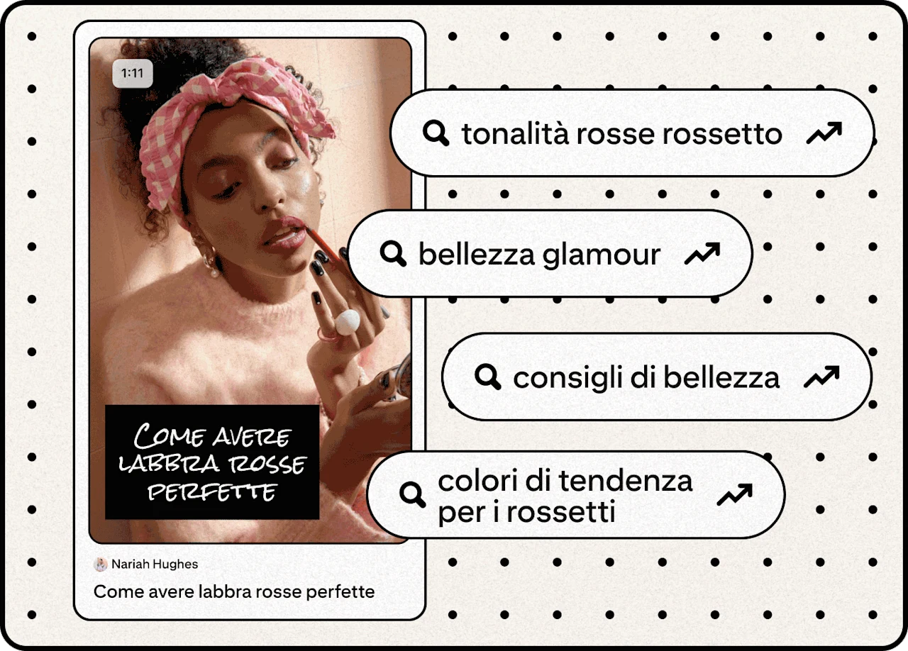 Immagine illustrativa di un Pin di bellezza e termini di ricerca di tendenza