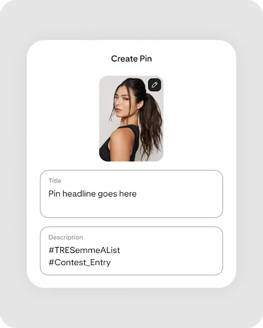 Pinterest app creating Pin screen
