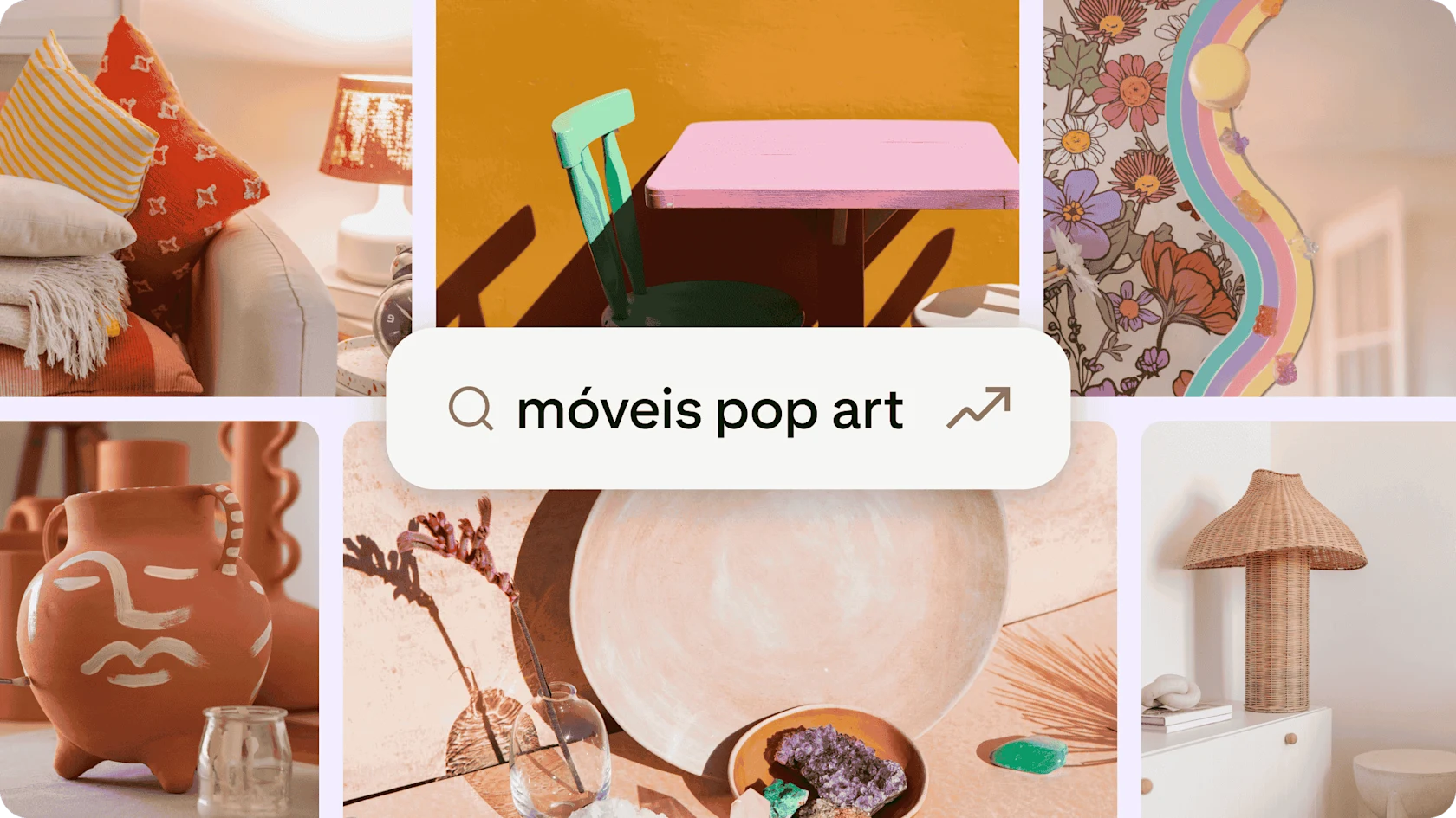 Uma seleção de imagens que representam tendências em alta de móveis de pop art