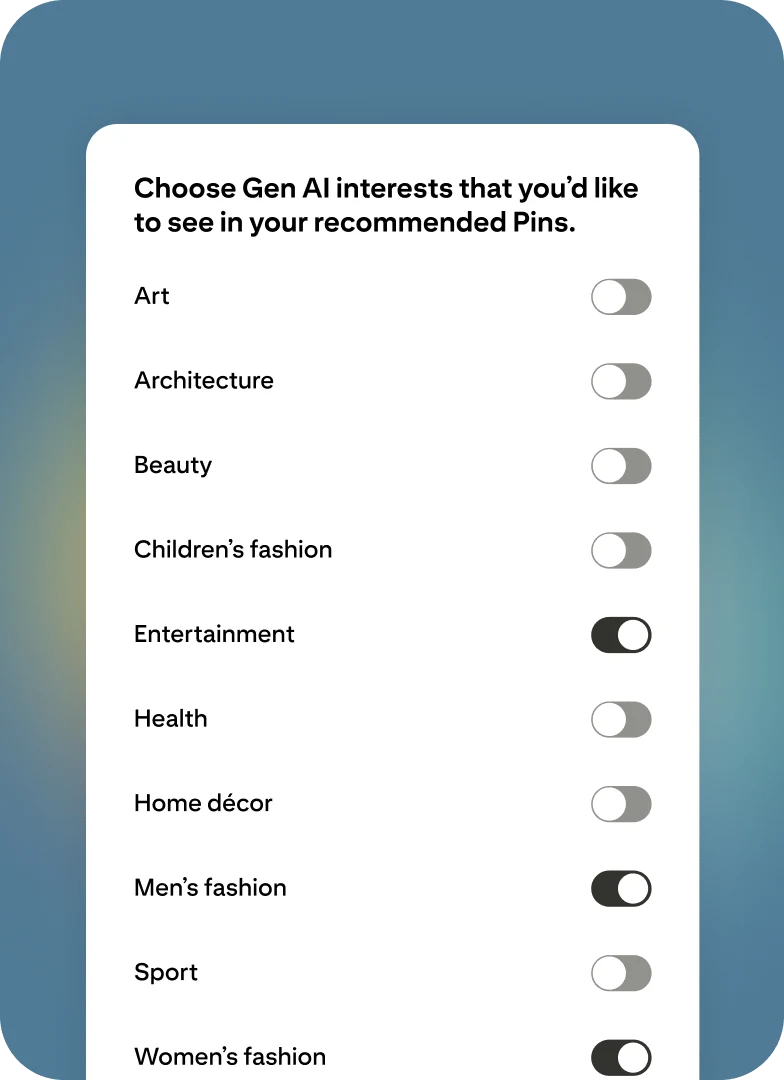 Pinterest content tuner feature