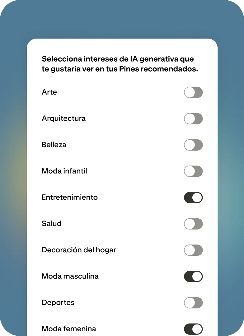 Función para configurar el contenido de Pinterest