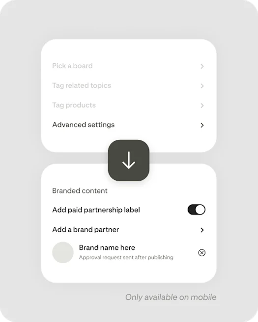 Pinterest app paid partnership screen