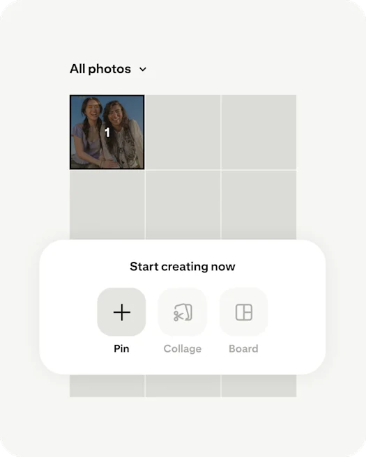 Pinterest app Create Pin screen
