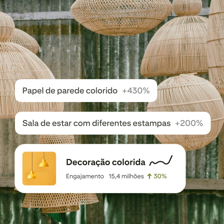 Resultados da ferramenta de tendências do Pinterest