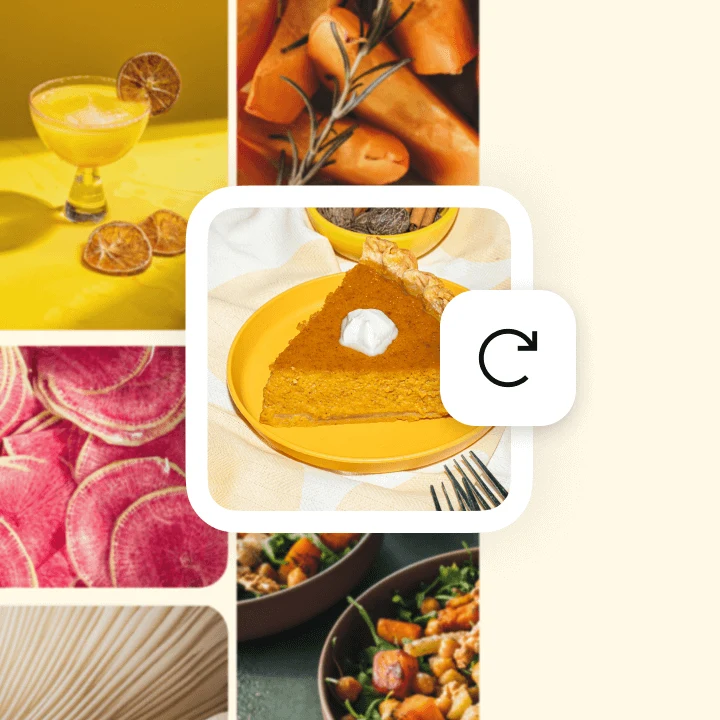 Pumpkin pie Pin alongside a refresh icon