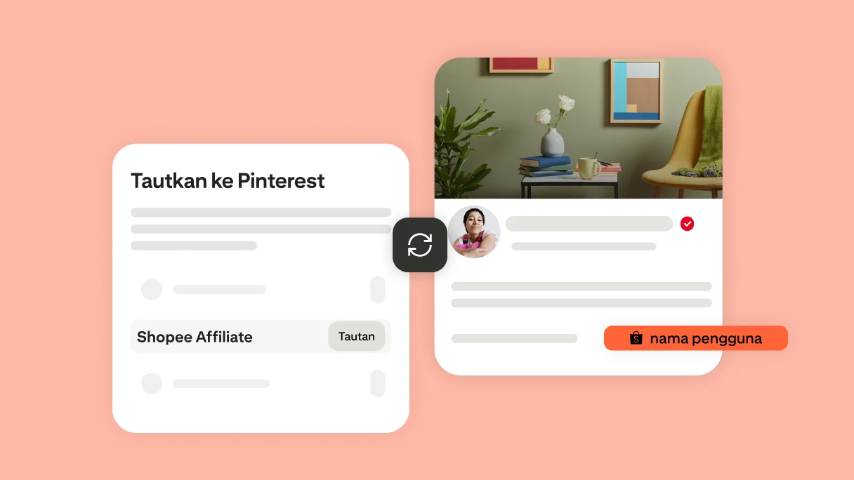 Shopee affiliate linking blog post hero image showing the "link to Pinterest" screen and "Shopee Affiliates"