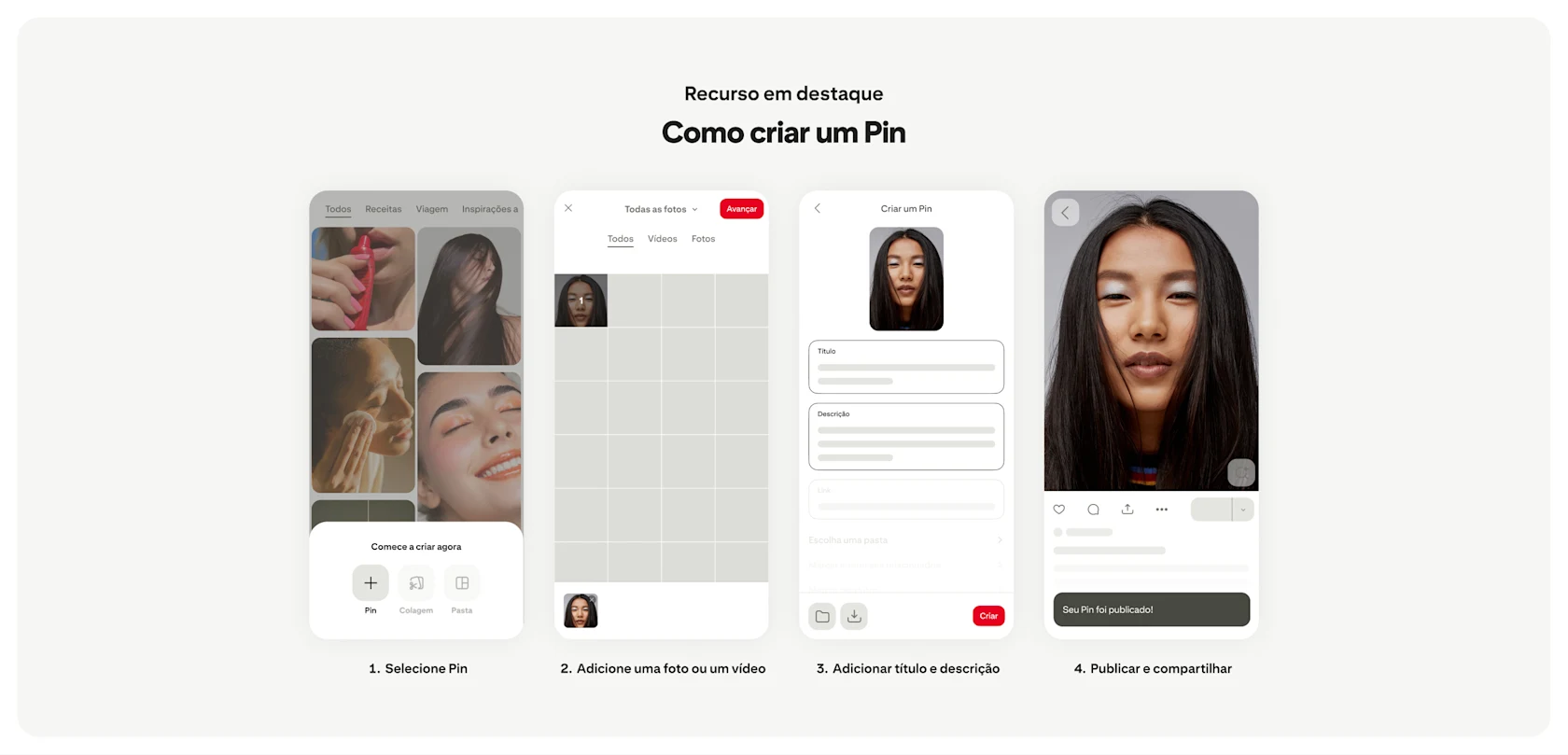 Instructions showing the steps to make a Pin on Pinterest