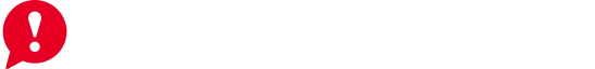 Rotes Sprechblasensymbol mit weißem Ausrufezeichen in der Mitte
