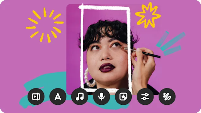 Headshot of a person having bold eyeshadow applied