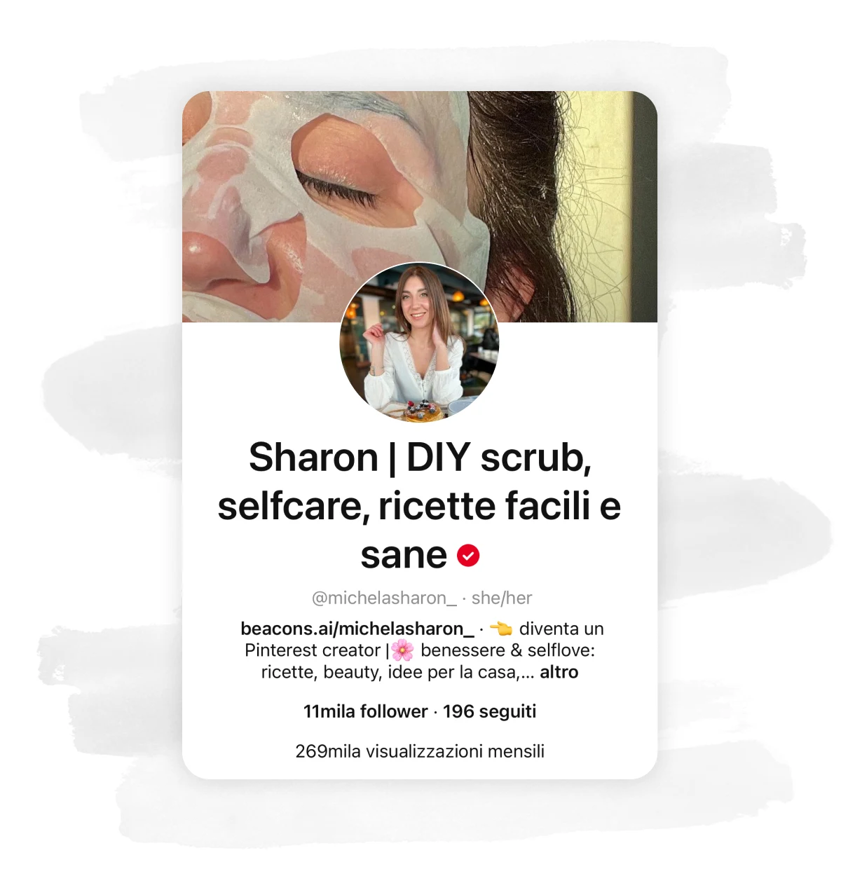 Screenshot of Pinterest profile for Michela Sharon