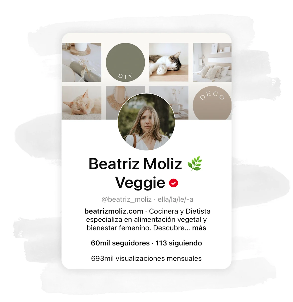 Screenshot of Pinterest profile for Beatriz Moliz