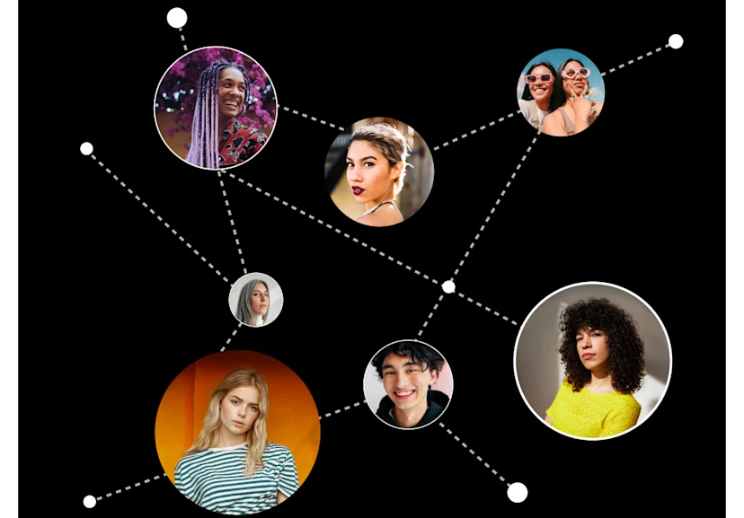 A diverse range of creator profile images