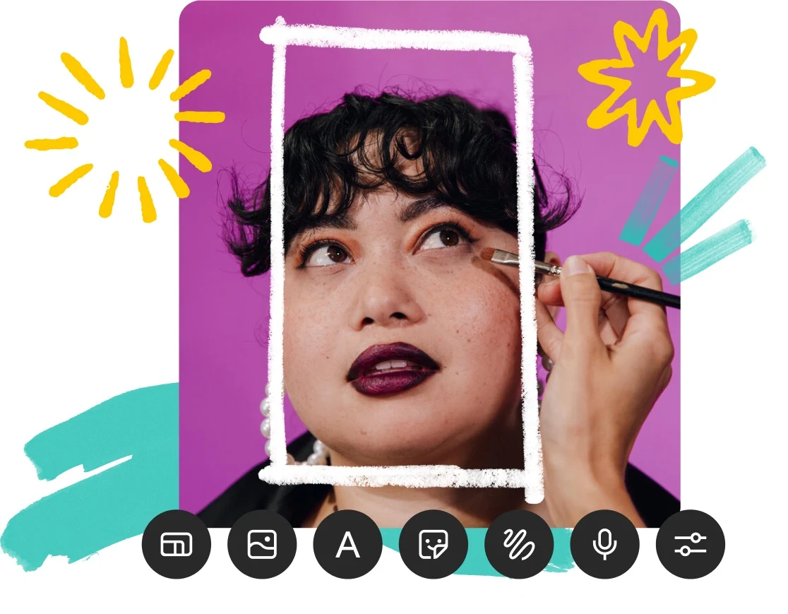 Headshot of a person having bold eyeshadow applied