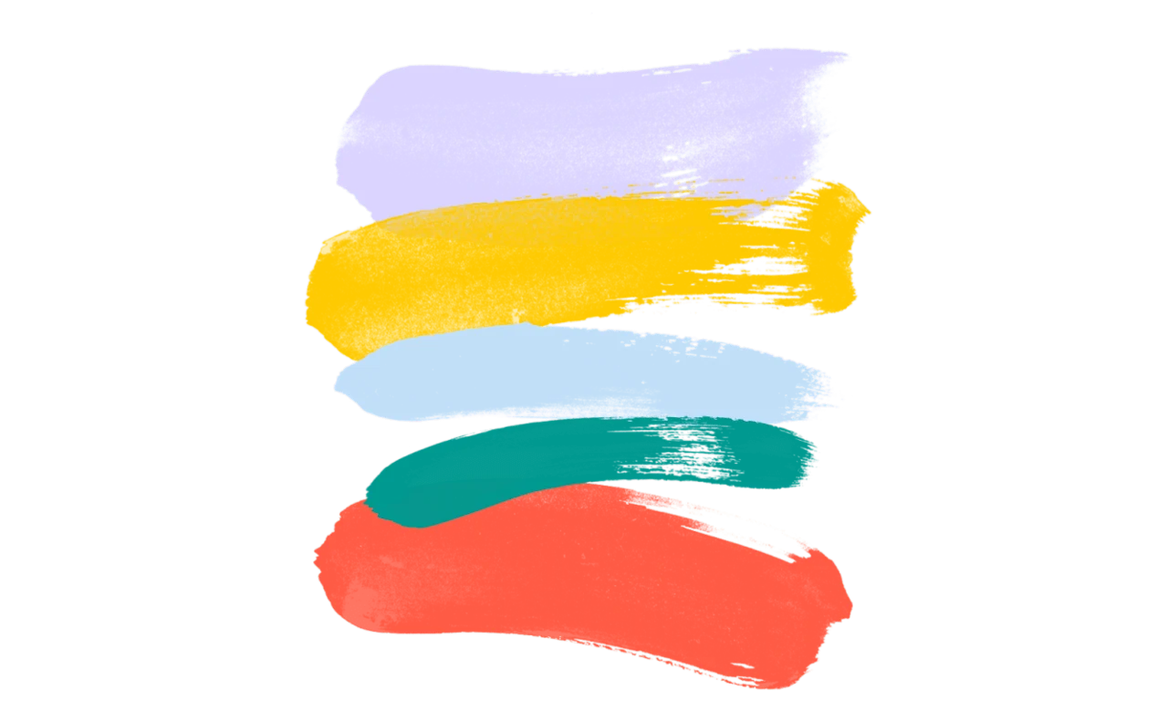 Illustration de cinq coups de peinture de couleurs différentes