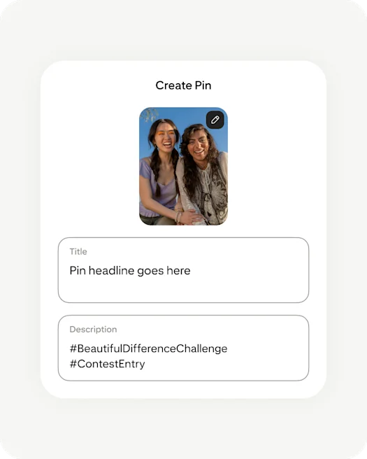 Pinterest app creating Pin screen