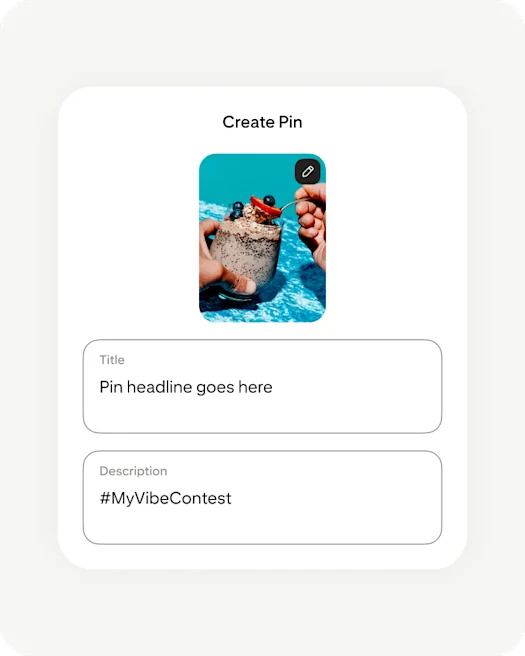 Create Pin screen