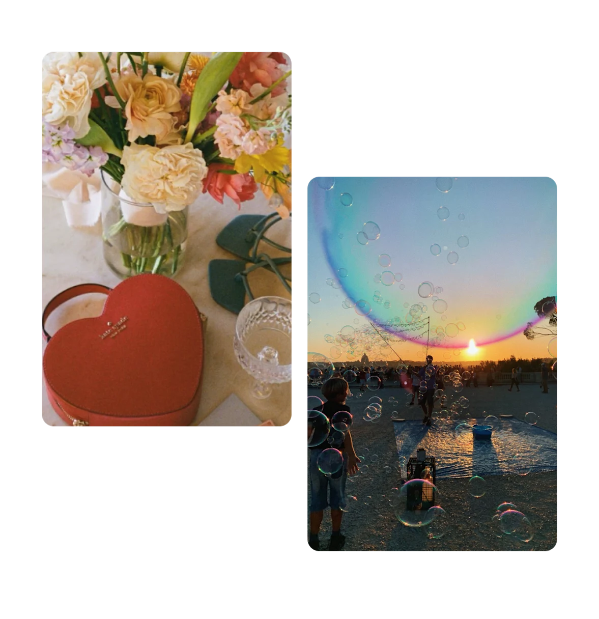 Dois Pins, presente de Dia dos Namorados, pôr do sol na praia com bolhas de sabão