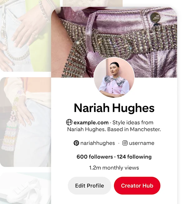 Mobile screenshot of Pinterest profile for Nariah Hughes