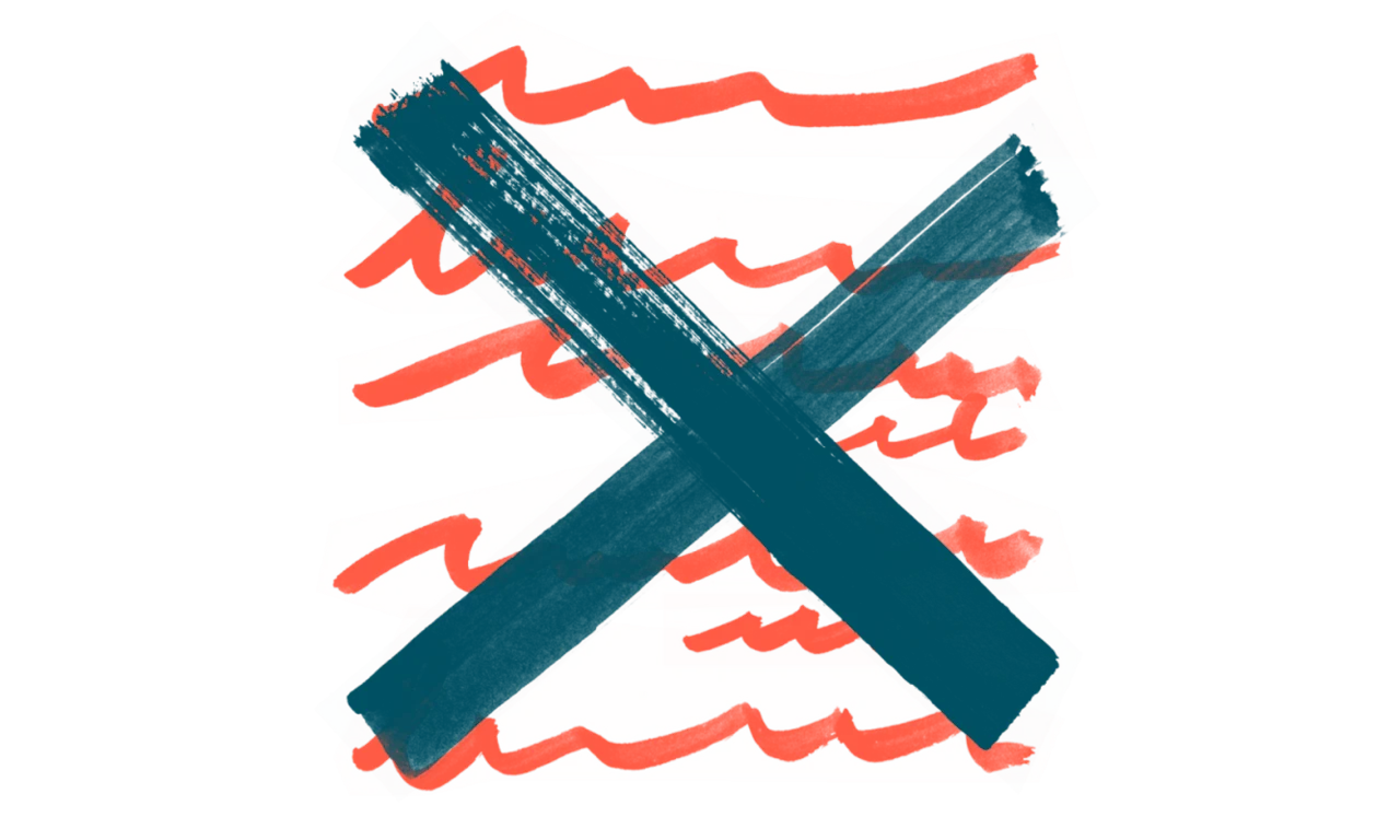 Illustration de sarcelle x sur des lignes ondulées orange
