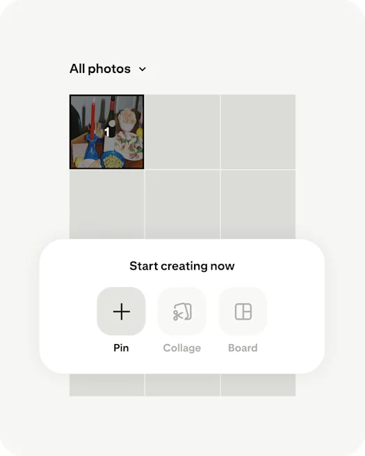 Pinterest app start creating now Pin screen
