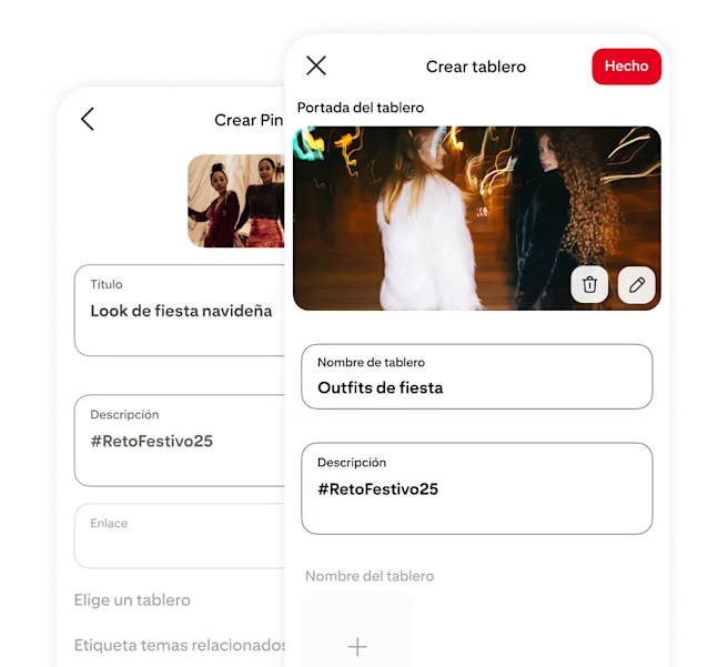 Pinterest app creating Pin screen