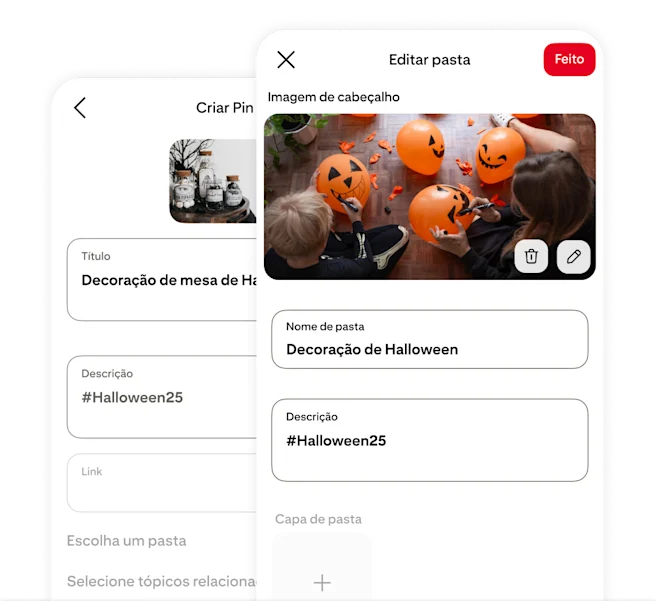 Pinterest app creating Pin screen