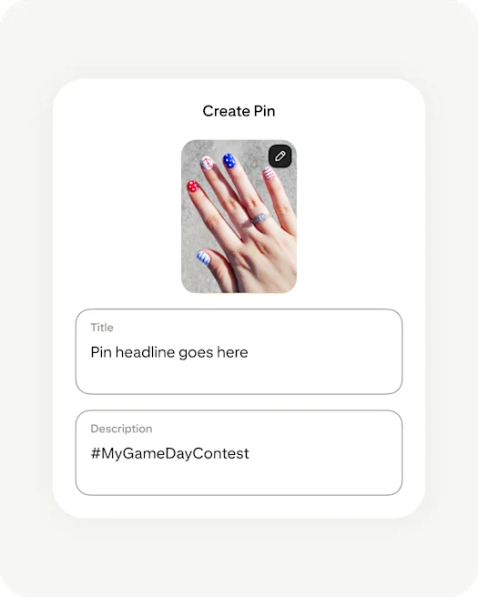 Pinterest app creating Pin screen
