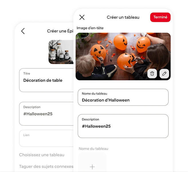 Pinterest app creating Pin screen