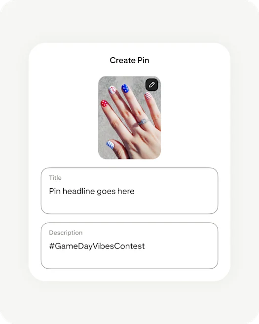 Pinterest app creating Pin screen