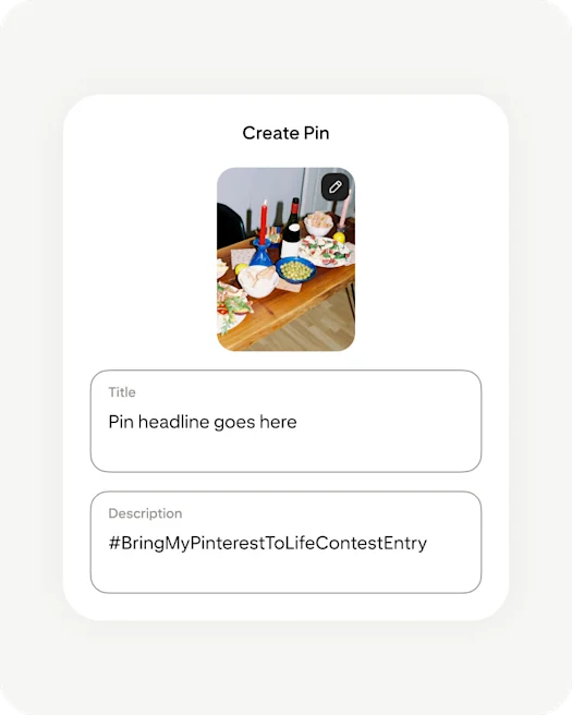 Pinterest app creating Pin screen
