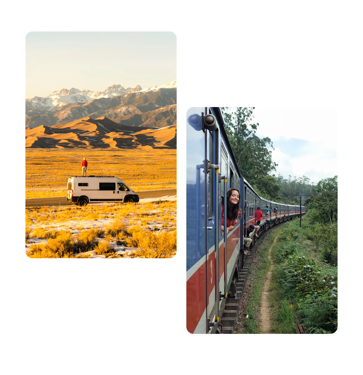 Two pins, travel van, train