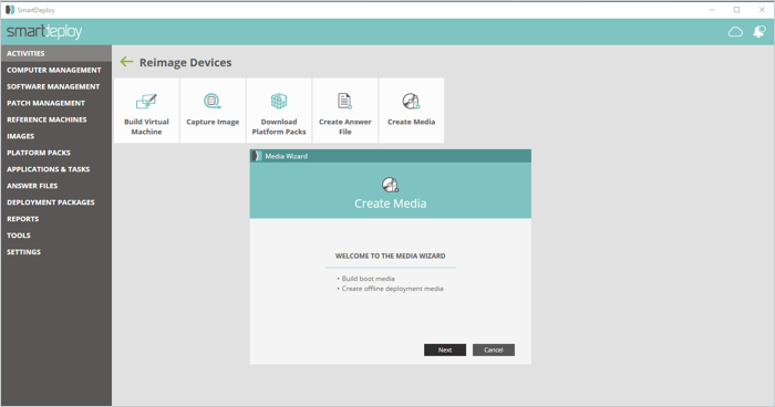 SmartDeploy Create Media Wizard