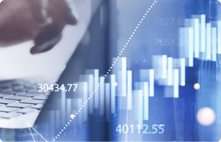 Blue graph with stocks going up