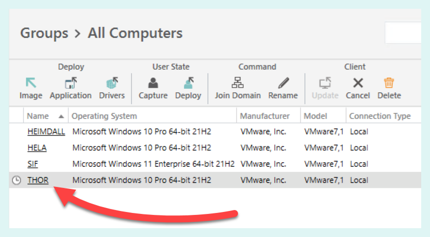 Click on the device to monitor the deployment