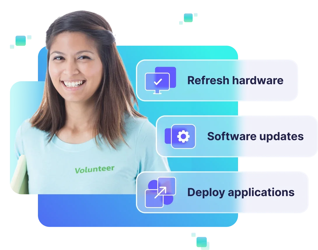 Woman smiling with functions of smartdeploy