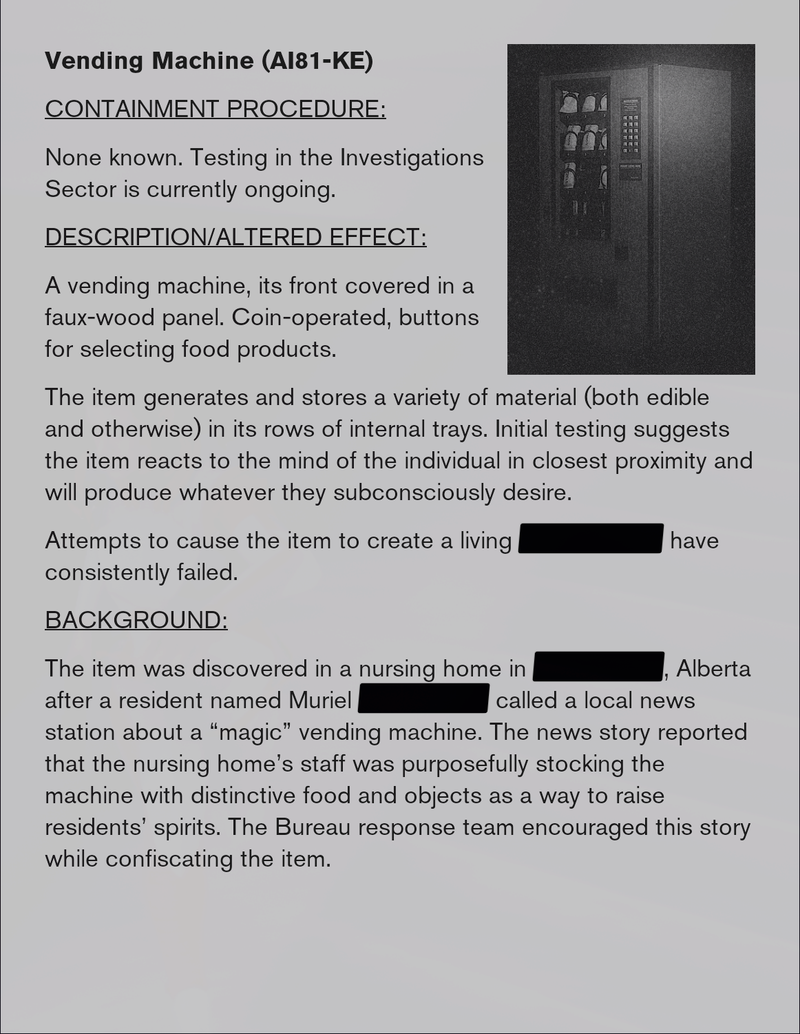 Vending Machine Procedures