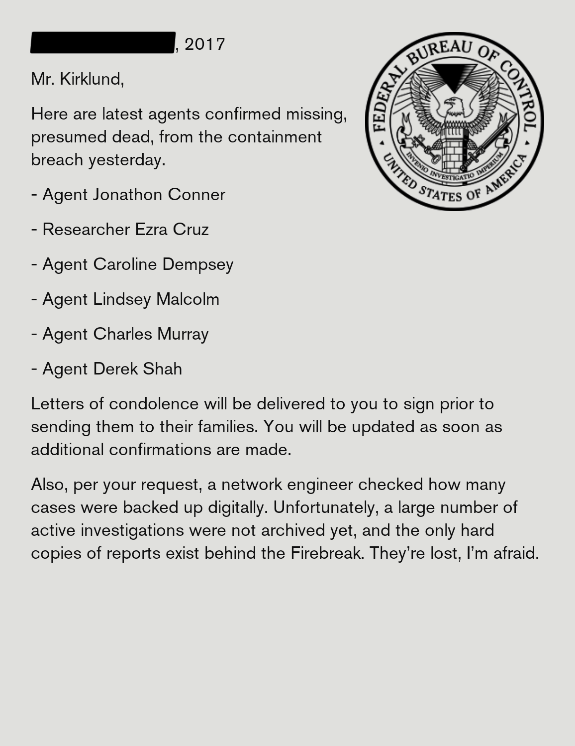 Missing Agents